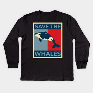 Save the Whales T-shirt - Vintage Retro Poster Gift Kids Long Sleeve T-Shirt